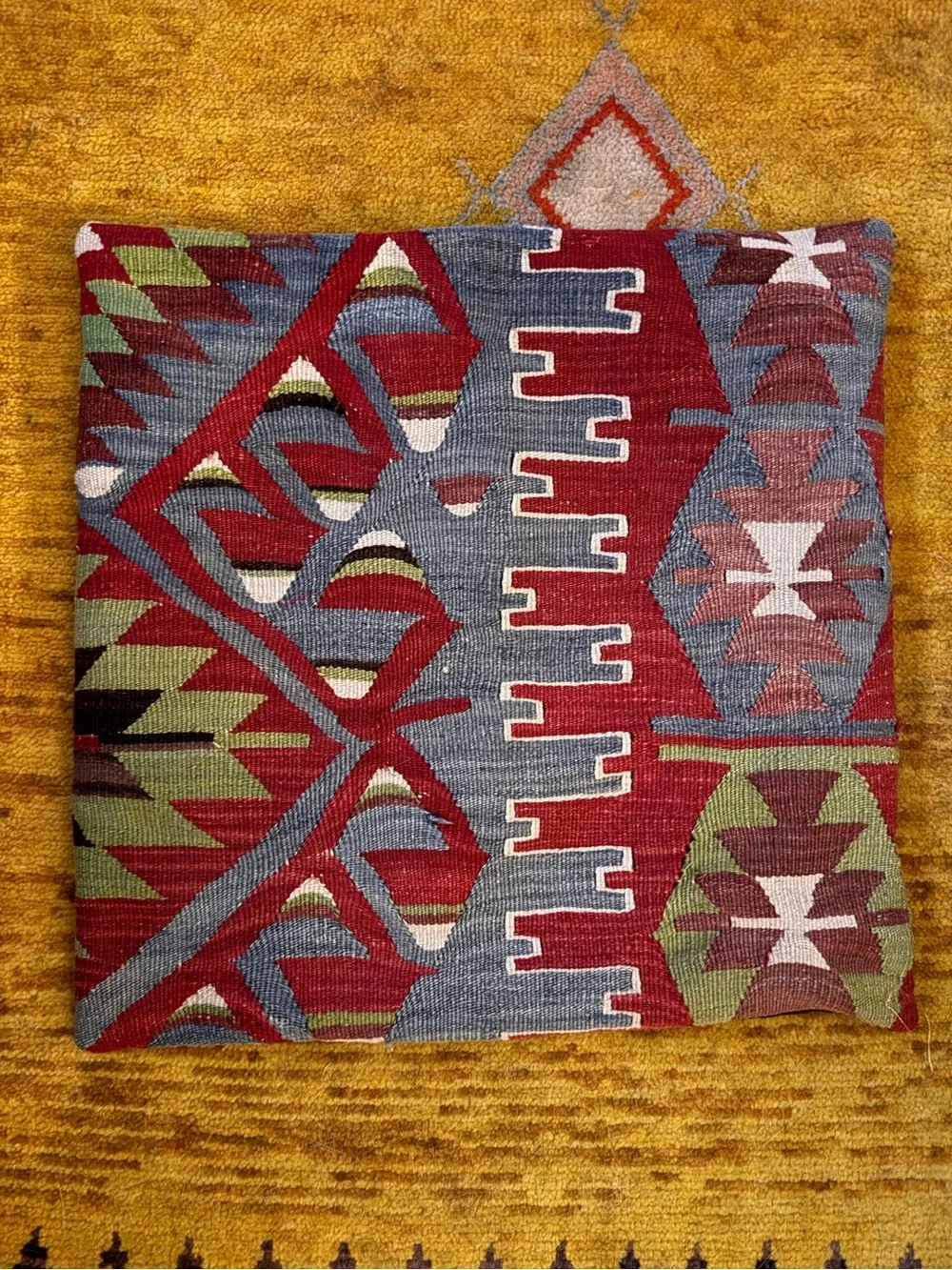 Kilim and leather pillow cover, 20x20, like new